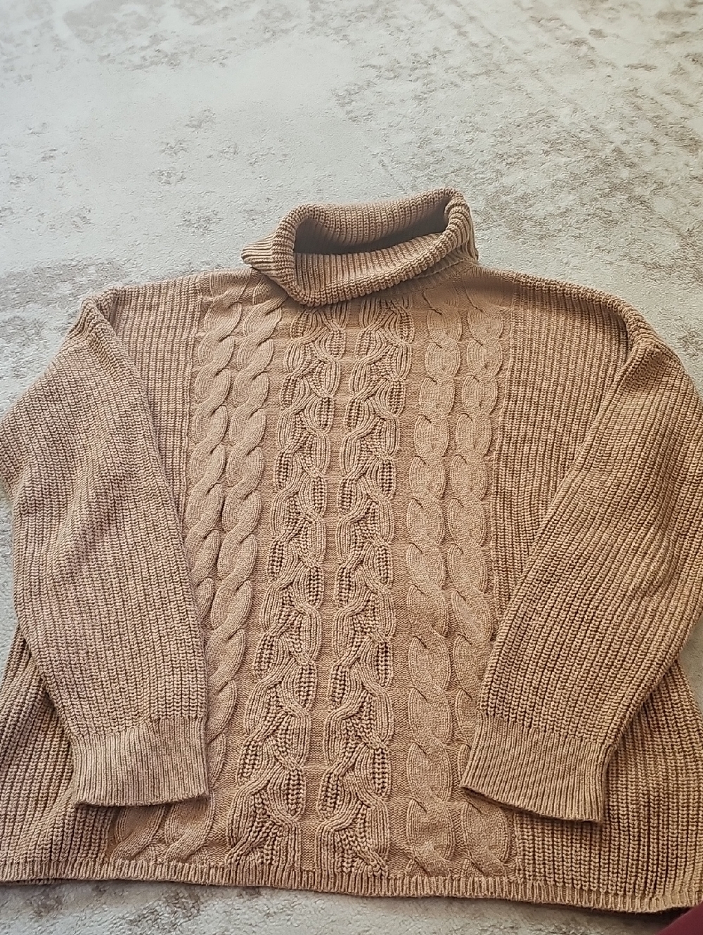 Men's Cable Knit Turtleneck Sweater - Taupe